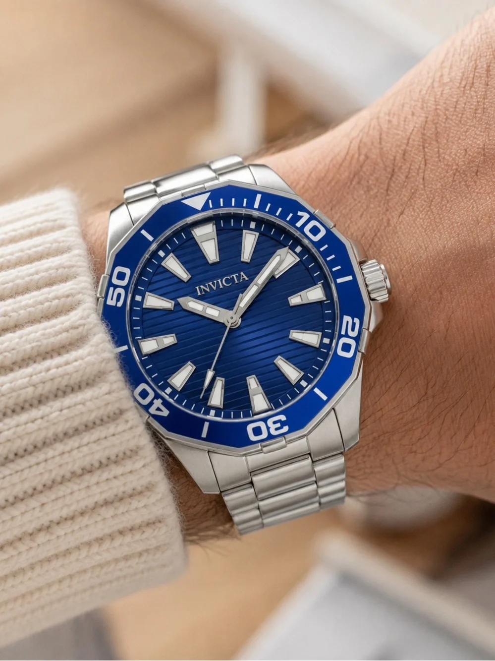 Invicta Diver Meridian 69243 Men’s 46mm Blue Dial Stainless Steel Quartz Watch